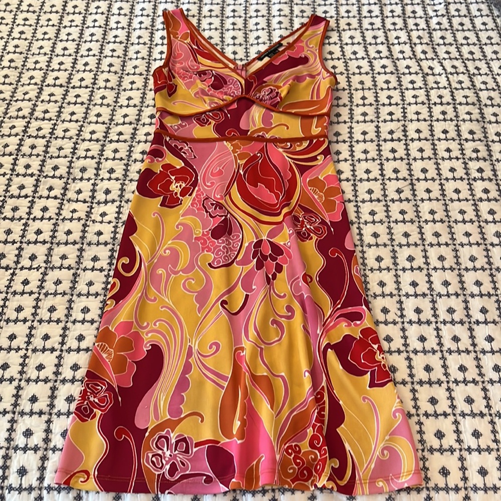 Sandra Angelozzi Multicolor Floral Retro Sleeveless Dress